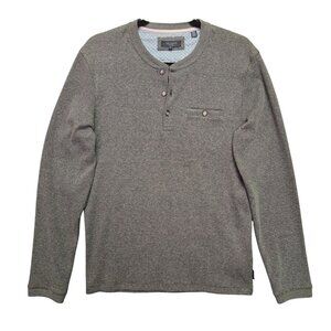 Ted Baker London Mens Grey Thermal Waffle Knit Long Sleeve Henley Shirt Pocket 3